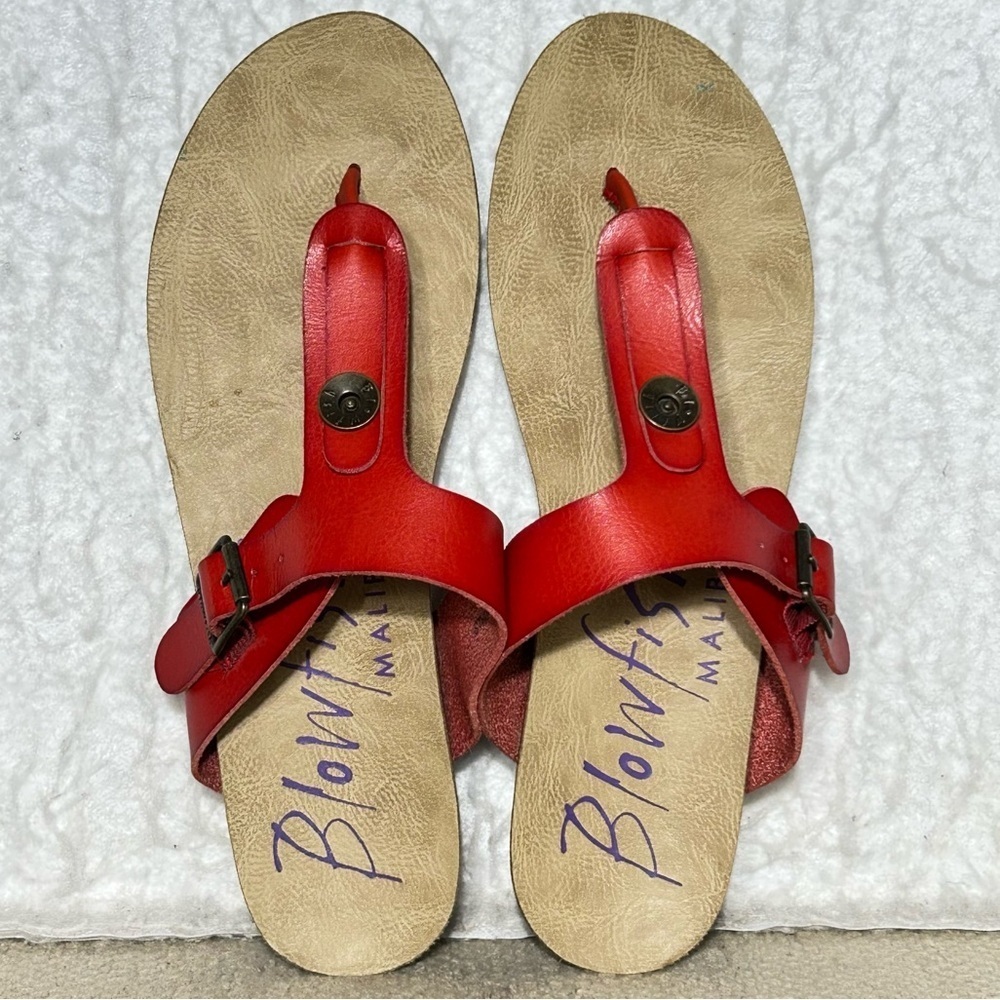 Blowfish Womens Red Thong Buckle/Strap Slip Resistant Casual Sandal Shoes SZ 9 - Picture 5 of 11